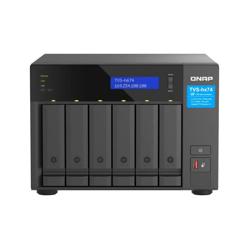 QNAP TS-464eU NAS Rack (1 U) IntelÆ CeleronÆ N5095 8 Go DDR4 0 To QNAP Turbo System Aluminium, Noir
