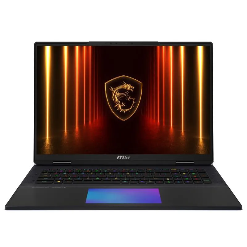 MSI MSI Titan 18 HX AI A2XWIG-402FR Intel Core Ultra 9 285HX Ordinateur portable 45,7 cm (18") UHD+ 64 Go DDR5-SDRAM 6 To SSD NVIDIA GeForce RTX 5080 Wi-Fi 7 (802.11be) Windows 11 Pro Noir