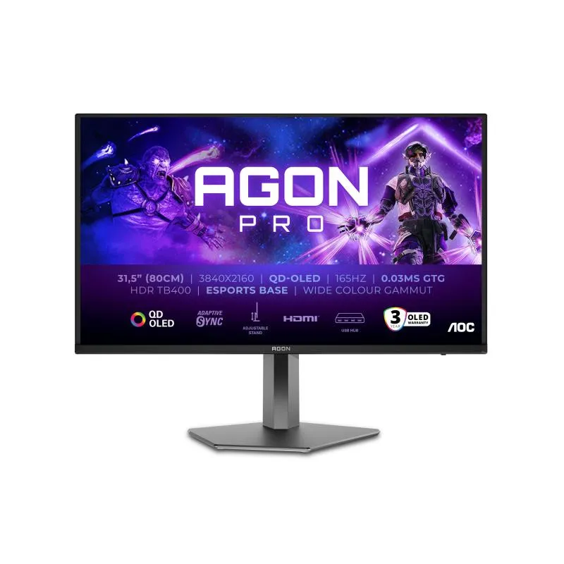 AOC AOC AGON PRO AG326UD Ècran plat de PC 80 cm (31.5") 3840 x 2160 pixels 4K Ultra HD QD-OLED Noir
